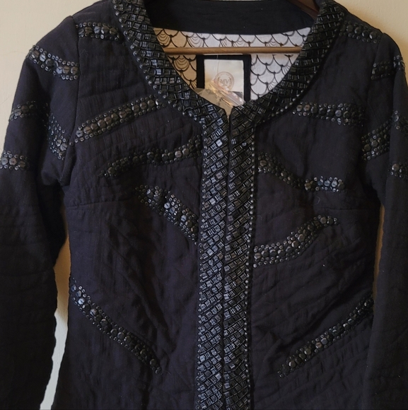 NWT Malvin Women Hamburg Quilted black sequined blazer jacket- SIZE 6-8 - Picture 2 of 8